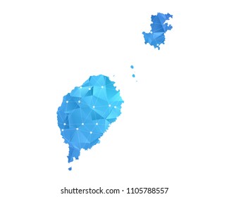 Sao Tome and Principe Map - Abstract geometric rumpled triangular low poly style gradient graphic on white background , line dots polygonal design for your . Vector illustration eps 10.