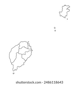 Sao Tome and Principe map with administrative divisions. Vector illustration.