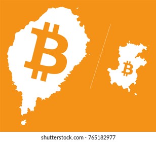 Sao Tome and Principe map with bitcoin crypto currency symbol illustration