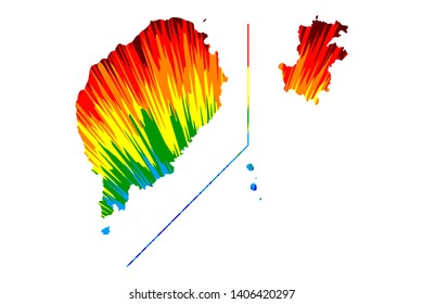 Sao Tome and Principe - map is designed rainbow abstract colorful pattern, Democratic Republic of Sao Tome and Principe map made of color explosion,