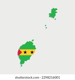 sao tome and principe map with flag on gray background