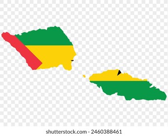 Sao Tome and Principe map flag on transparent  background. vector illustration. 