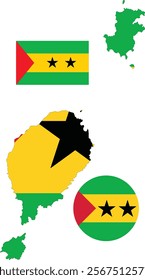 Sao Tome and Principe Map and Flag