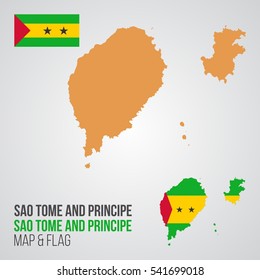 Sao Tome and Principe Map and Flag