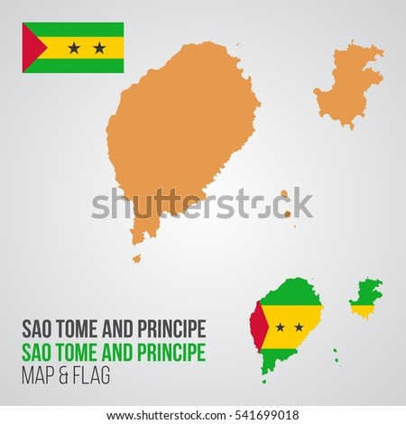 Sao Tome and Principe Map and Flag