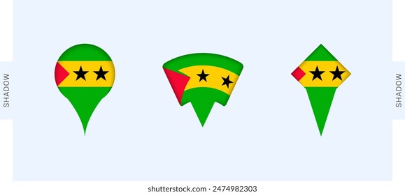 Sao Tome and Principe Map Markers Set. Perfect for projects related to Sao Tome and Principe, travel, geography, and international representation. Vector collection.