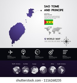 Sao Tome and Principe Map vector illustration