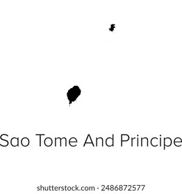 Sao Tome and Principe Map Vector Illustration - Silhouette, Outline, Sao Tome and Principe Travel and Tourism Map