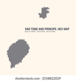 Sao Tome and Principe Map Vector Hexagonal Halftone Pattern Isolate On Light Background. Modern Technologic Military Contour Map of Sao Tome and Principe Islands for Design or Business Projects