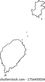 Sao Tome Principe map in white color and black border on white background. Vector illustration.