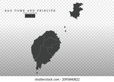 Sao Tome and Principe Map - World Map International vector template with High detailed including black and grey outline color isolated on transparent background - Vector illustration eps 10