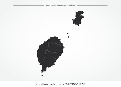 Sao Tome and Principe Map - World Map International vector template with High detailed with black and white outline color isolated on white background - Vector illustration eps 10