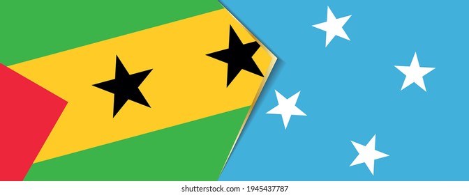 Sao Tome and Principe and Micronesia flags, two vector flags symbol of relationship or confrontation.