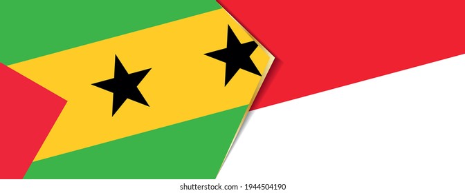 Sao Tome and Principe and Monaco flags, two vector flags symbol of relationship or confrontation.