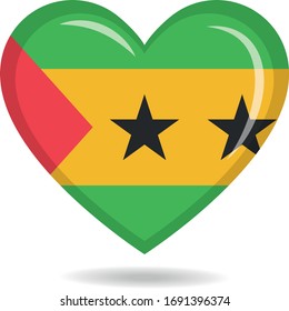 Sao Tome and Principe national flag in heart shape vector illustration