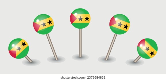 Sao Tome and Principe national flag map marker pin icon illustration