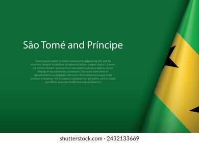 Sao Tome and Principe national flag isolated on dark background with copyspace