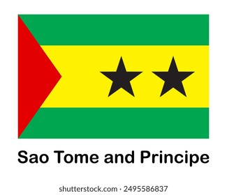 Sao Tome and Principe national flag. Banner, state symbol, flagpole.