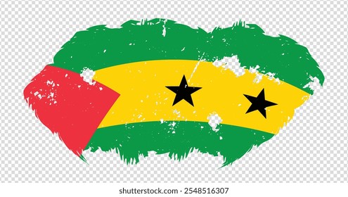 Sao Tome And Principe national flag with distressed stroke brush effect on isolated background