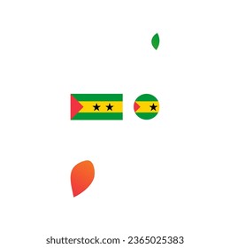 Sao Tome and Principe national map and flag vectors set....
