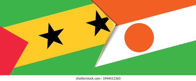 Sao Tome and Principe and Niger flags, two vector flags symbol of relationship or confrontation.