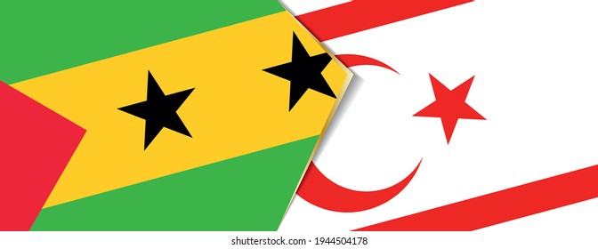 Sao Tome and Principe and Northern Cyprus flags, two vector flags symbol of relationship or confrontation.