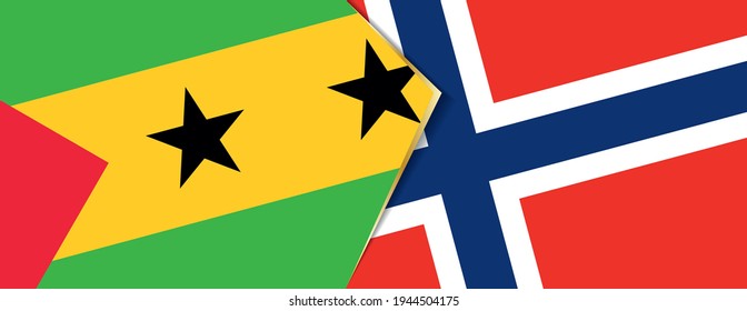 Sao Tome and Principe and Norway flags, two vector flags symbol of relationship or confrontation.