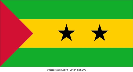 Sao Tome and Principe official flag vector with standard size and proportion. National flag emblem with accurate size and colors.