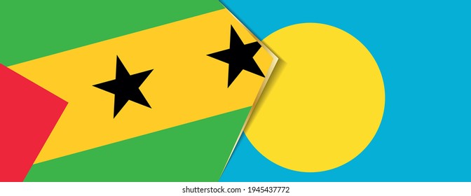 Sao Tome and Principe and Palau flags, two vector flags symbol of relationship or confrontation.
