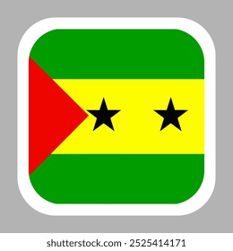 The Sao Tome and Principe of peru. Flag icon. Standard color. flat vector square with rounded corners. Computer illustration. Digital illustration. Vector illustration