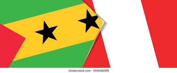 Sao Tome and Principe and Peru flags, two vector flags symbol of relationship or confrontation.