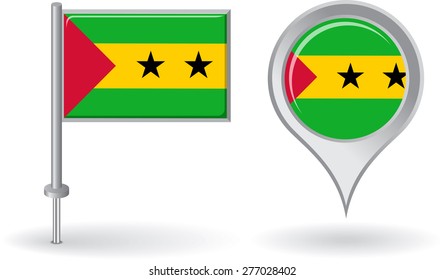 Sao Tome and Principe pin icon, map pointer flag. Vector illustration.