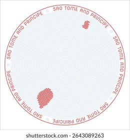 Sao Tome and Principe round logo design. Country shape build of rings. Sao Tome and Principe text around the country. Vector Illustration.