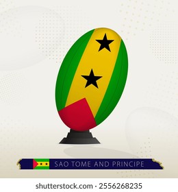 Sao Tome and Principe Rugby Ball on Rugby Kicking Tees with Modern Design. Illustration perfect for sports, national pride, and rugby-related projects.