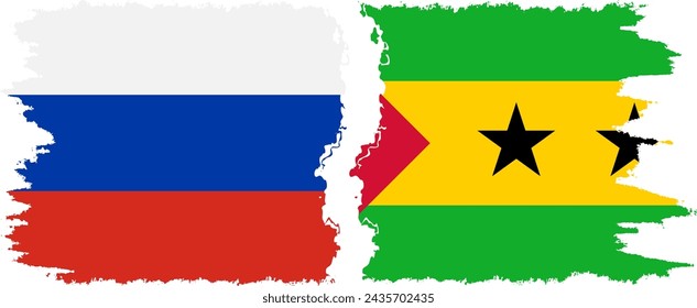 Sao Tome and Principe and Russia grunge flags connection, vector