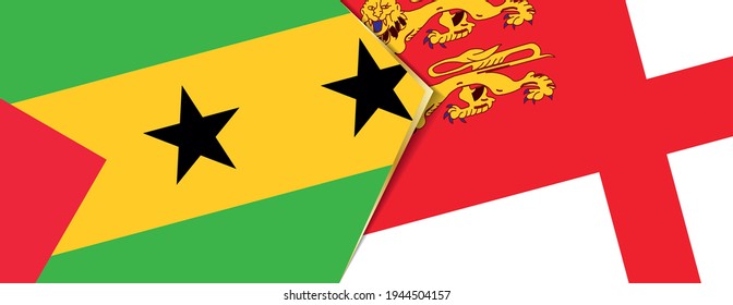 Sao Tome and Principe and Sark flags, two vector flags symbol of relationship or confrontation.