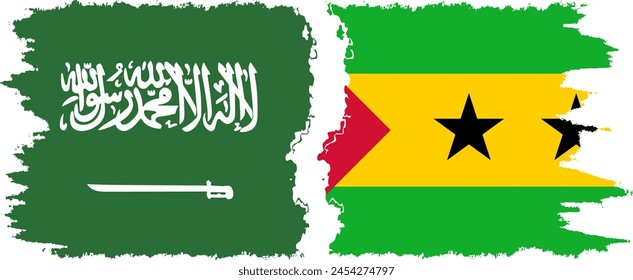 Sao Tome and Principe and Saudi Arabia grunge flags connection, vector