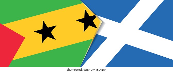 Sao Tome and Principe and Scotland flags, two vector flags symbol of relationship or confrontation.