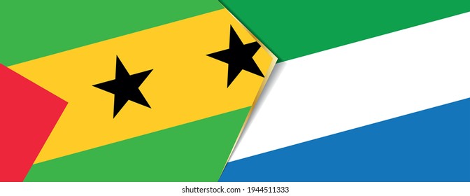 Sao Tome and Principe and Sierra Leone flags, two vector flags symbol of relationship or confrontation.