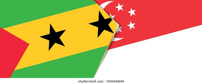 Sao Tome and Principe and Singapore flags, two vector flags symbol of relationship or confrontation.