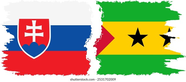 Sao Tome and Principe and Slovakia grunge flags connection, vector