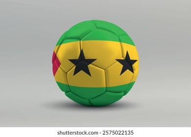 Sao Tome and Principe soccer ball featuring the national flag design on a gray background