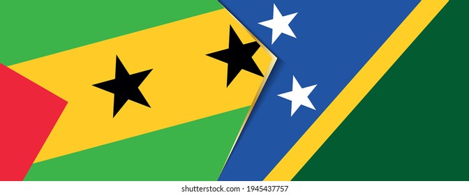 Sao Tome and Principe and Solomon Islands flags, two vector flags symbol of relationship or confrontation.