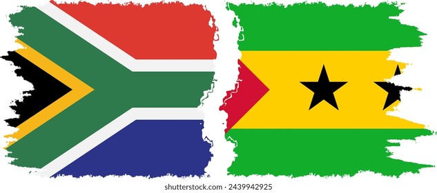 Sao Tome and Principe and South Africa grunge flags connection, vector