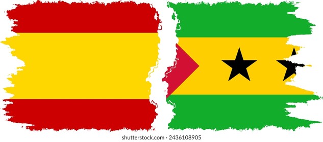 Sao Tome and Principe and Spain grunge flags connection, vector