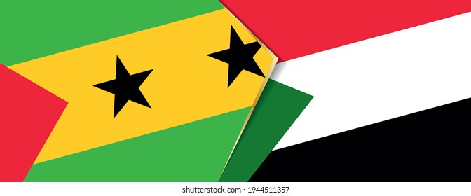 Sao Tome and Principe and Sudan flags, two vector flags symbol of relationship or confrontation.