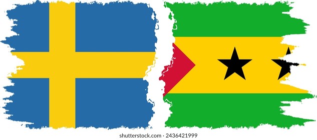 Sao Tome and Principe and Sweden grunge flags connection, vector