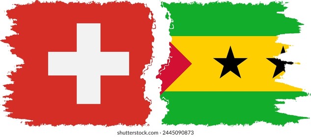 Sao Tome and Principe and Switzerland grunge flags connection, vector