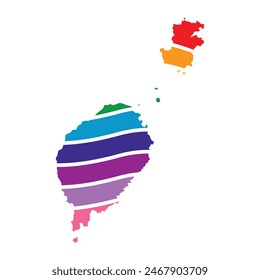 Sao Tome and Principe swoosh silhouette rainbow map