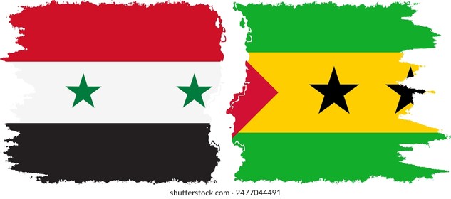 Sao Tome and Principe and Syria grunge flags connection, vector